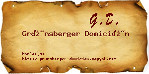 Grünsberger Domicián névjegykártya